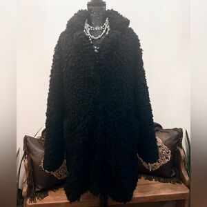 Steve Madden Black Teddy Faux Fur Women's Coat With Leopard Lining Size 3XL